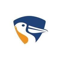 Pelican vector logo design. Vector illustration emblem of pelican Animal Icon.