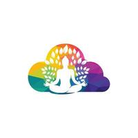 vector de logotipo de yoga en la nube con estilo conceptual.