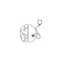 Brain and stethoscope vector logo design.