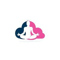 Yoga with cloud shape logo design template. Natural products logo. Cosmetics icon. Spa logo. Beauty salon logo. Template for yoga center, spa center or yoga studio. vector