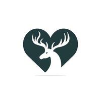 diseño de logotipo vectorial con forma de corazón de ciervo. vector