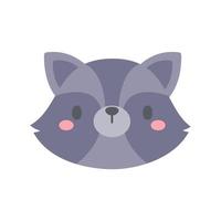 vector de mapache lindo diseño de cara de animal para niños