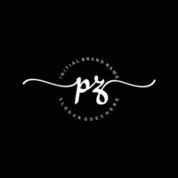 Initial PZ handwriting logo template vector