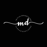 Initial MD handwriting logo template vector