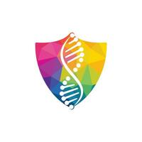 Science genetics vector logo design. Genetic analysis, research biotech code DNA. Biotechnology genome chromosome.