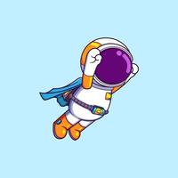 The cool astronaut is flying so fast in the sky with the magic cloak vector