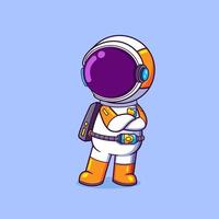 el genial astronauta está de pie y posa con la genial pose vector