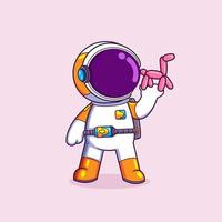 The astronaut is making and showing the dog made by balloon vector