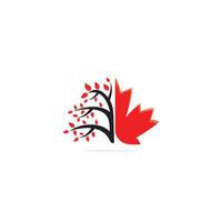 diseño de logotipo de árbol y hoja de arce. símbolo del país y la naturaleza de Canadá. vector