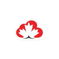 diseño del logotipo de canadá de nubes y hojas de arce. vector