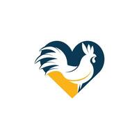 diseño de logotipo vectorial de forma de corazón de gallo. vector
