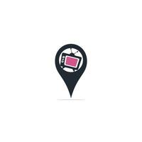 Vector tv and map pointer logo combination. Television and gps locator symbol or icon.