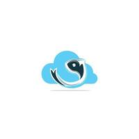 diseño de logotipo de vector de nube de pescado. signo simple de icono de peces y nubes.