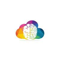 Cloud brain logo design vector icon. Digital brain logo.