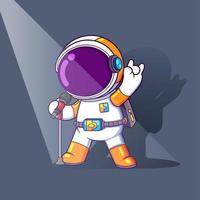 The rocker astronaut is singing loud in the concert with a metal style vector