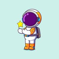 The astronaut is catching a bright star from the sky and so happy vector