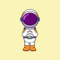 el lindo astronauta está dando la señal de amor con la expresión feliz vector