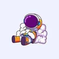 The astronaut is relaxing on cloud and sleeping for a while vector