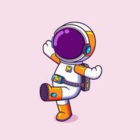 The happy astronaut is walking around while doing some action vector