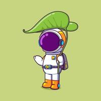 The astronaut is shading on a big leaf while raining outside and waiting vector