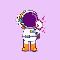 The astronaut is sounding the information with the loudspeaker vector