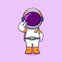 The astronaut is standing and having a cute pose with peace style vector