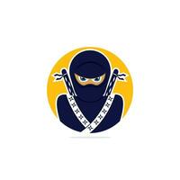 plantilla de diseño de logotipo vectorial ninja.