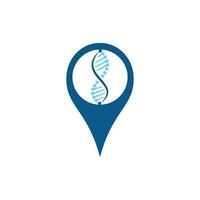 Human DNA and map pointer logo design. Human DNA and GPS locator symbol or icon. Unique science and pin logotype design template. vector