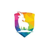 Goat Simple Logo Template Design. Mountain goat vector logo design.