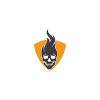 Skull with flames vector logo design. Cool tattoo or logo design.