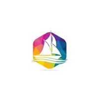 diseño de logotipo de yate. club náutico o diseño del logotipo vectorial del equipo deportivo de yates. aventura de viajes marítimos o campeonato de yates o torneo de viajes de vela. vector