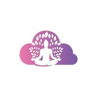 vector de logotipo de yoga en la nube con estilo conceptual.