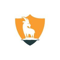 Goat Simple Logo Template Design. Mountain goat vector logo design.