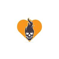 Skull with heart logo design template. Skull in vintage style. vector