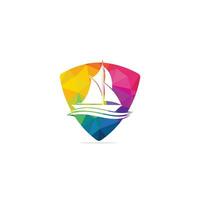 Yacht logo design. Yachting club or yacht sport team vector logo design. Marine travel adventure or yachting championship or sailing trip tournament.