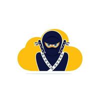 Ninja cloud sky vector logo design.