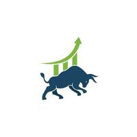 Financial bull logo design. Trade Bull Chart, finance logo. Economy finance chart bar business productivity logo icon. vector