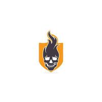 Skull with flames vector logo design. Cool tattoo or logo design.