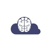 Cloud brain logo design vector icon. Digital brain logo. Database and computing logo concept.