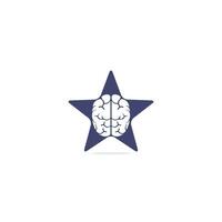 Creative brain star shape logo design. Think idea concept. Brainstorm power thinking brain Logotype icon. vector