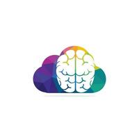 Cloud brain logo design vector icon. Digital brain logo. Database and computing logo concept.