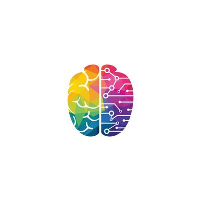 Brain connection logo design. digital brain logo template.