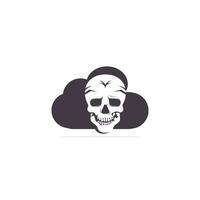 cráneo con plantilla de diseño de logotipo de nube. cráneo en estilo vintage. vector