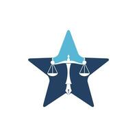 vector del logotipo de la ley con equilibrio judicial simbólico de la escala de justicia en un plumín. vector de logotipo para la ley, la corte, los servicios de justicia y las empresas.