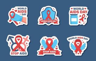 World Aids Day Sticker Set vector