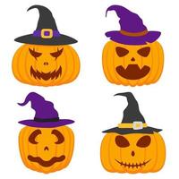 Set of Halloween Pumpkin isolated on white background vector