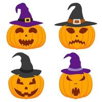 Set of Halloween Pumpkin isolated on white background vector