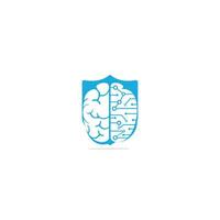 Brain connection logo design. digital brain logo template. vector