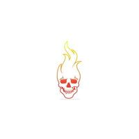 Skull with flames vector logo design. Cool tattoo or logo design.