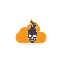 Skull with cloud logo design template. Skull in vintage style. vector